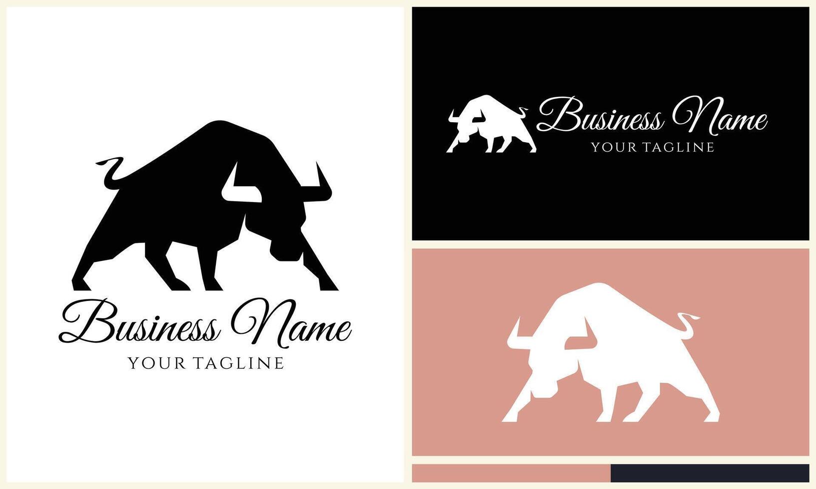 silhouette buffalo bull bison logo vector