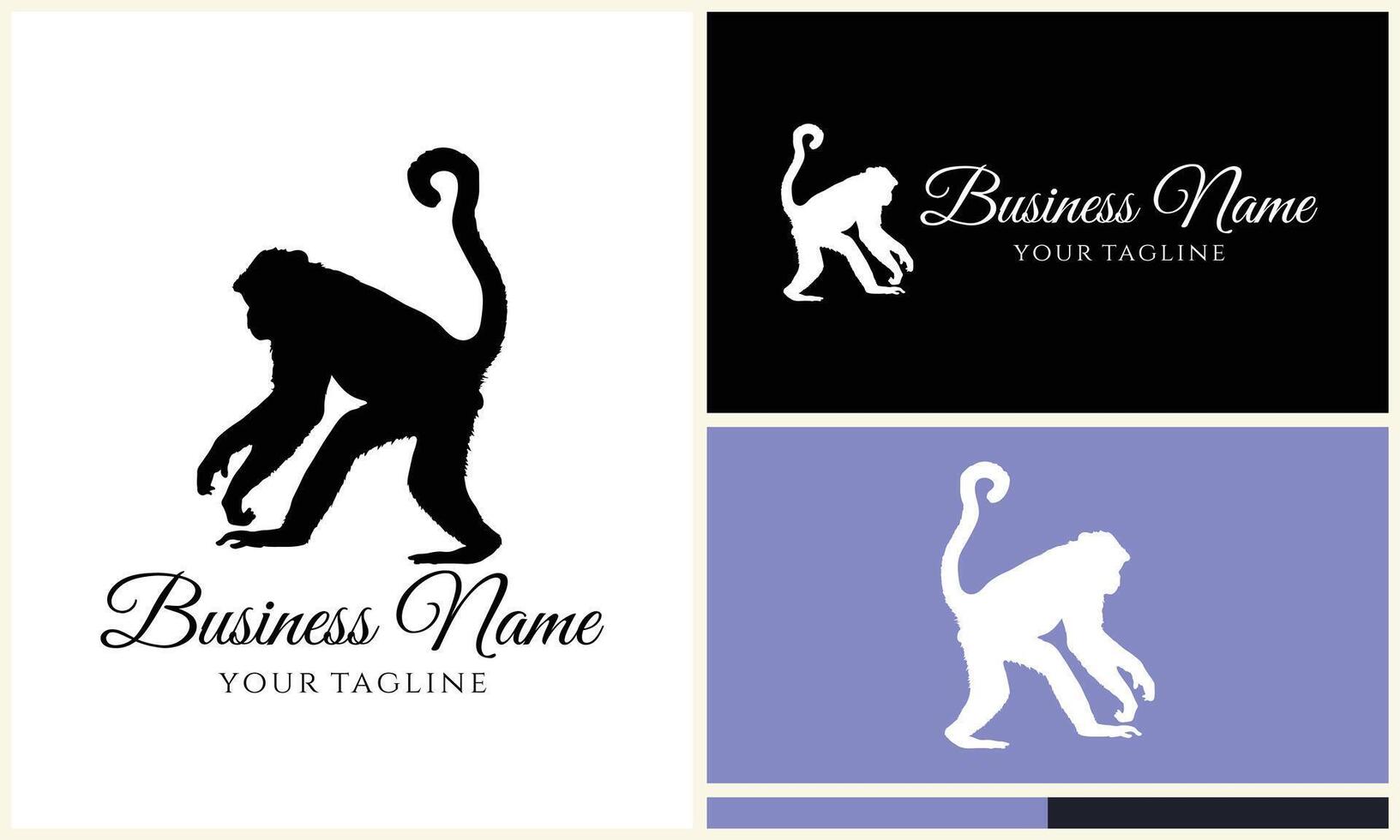 silhouette monkey vector logo template