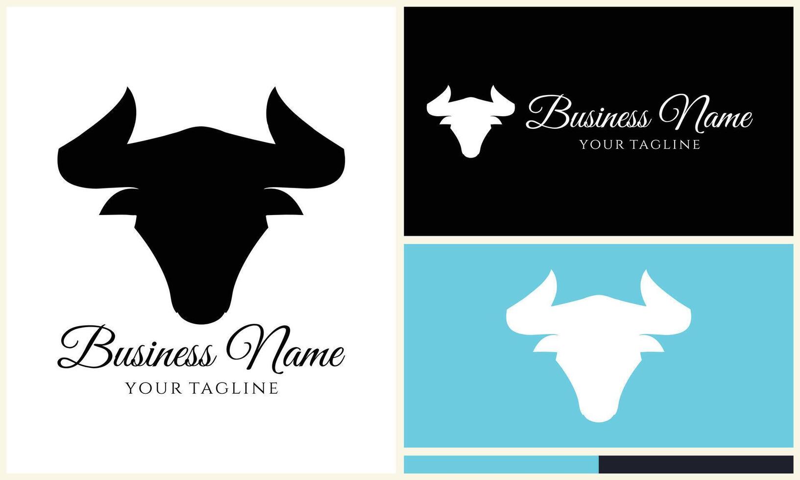 silhouette buffalo bull bison logo vector