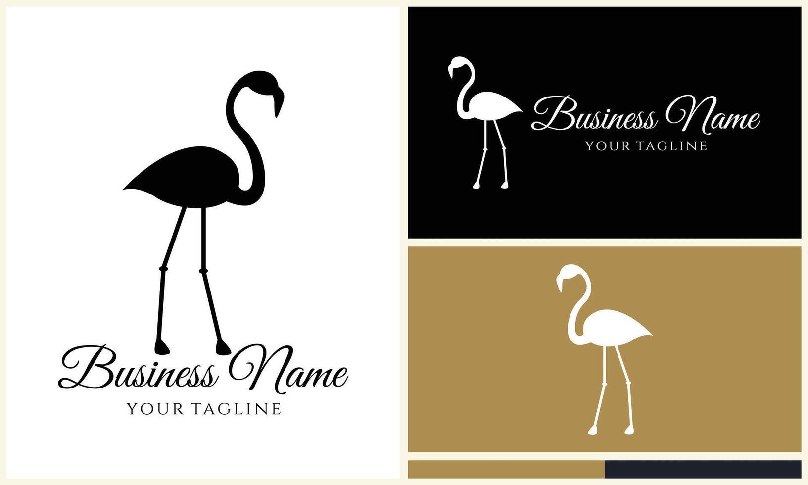 silhouette stork flamingo logo template vector