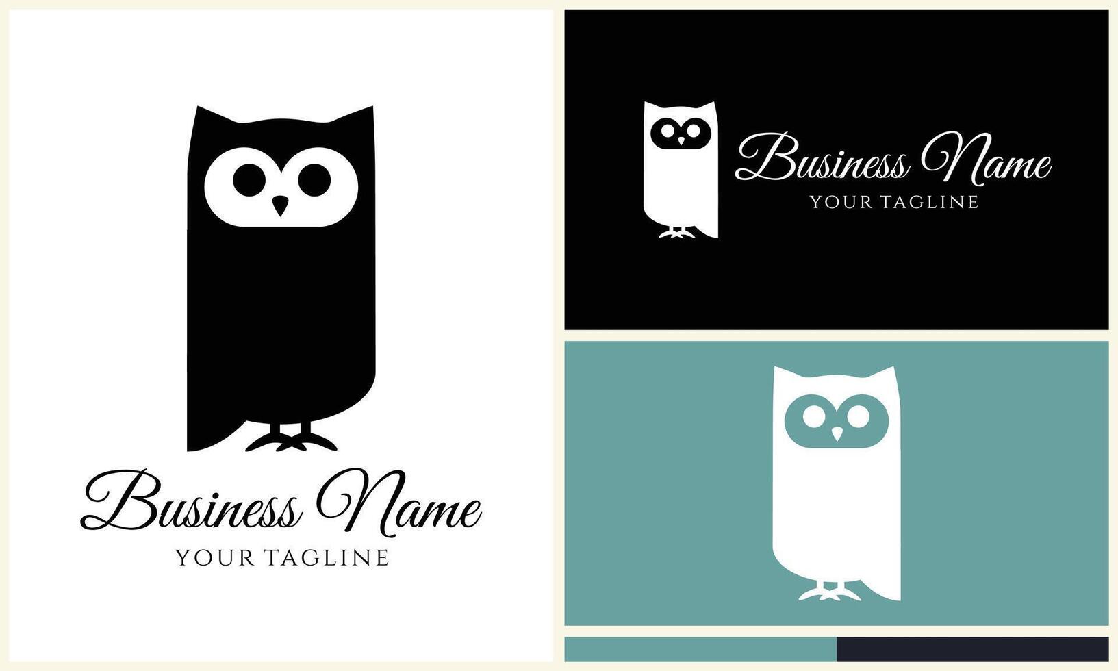 silhouette owl bird logo template vector