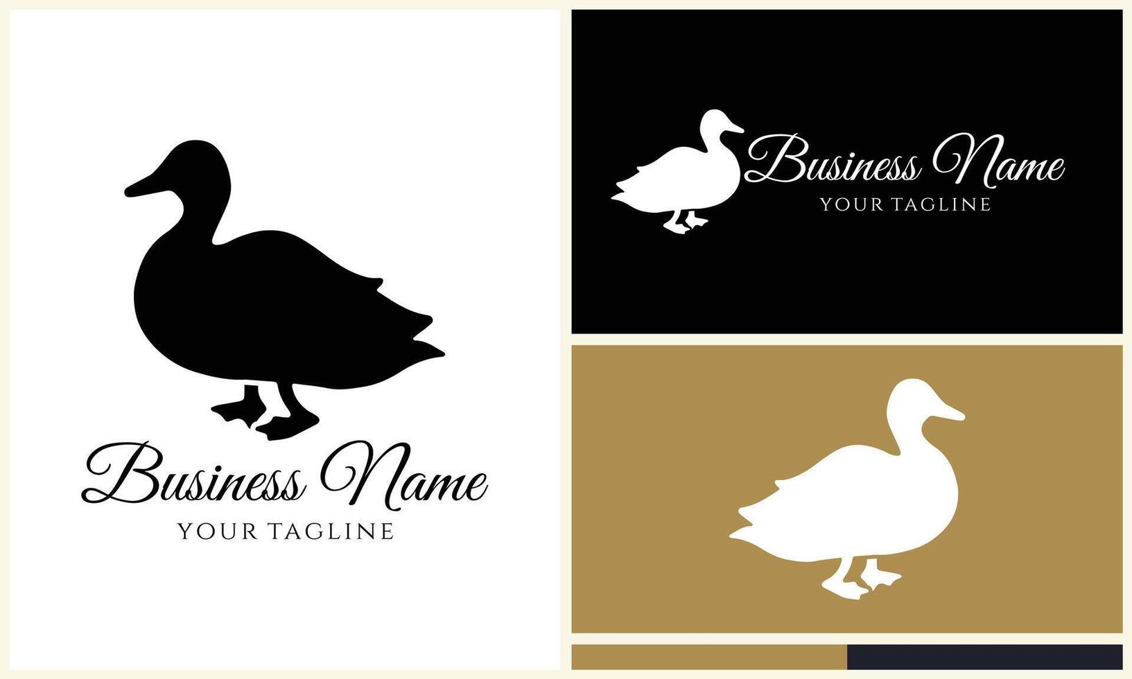 silhouette duck swim logo template vector