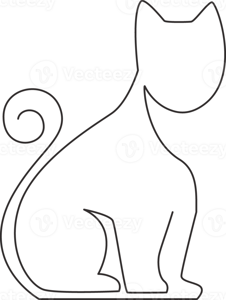 Single continuous line drawing of simple cute kitten cat icon. Kitty pet animal logo emblem concept. Modern one line draw graphic design illustration png