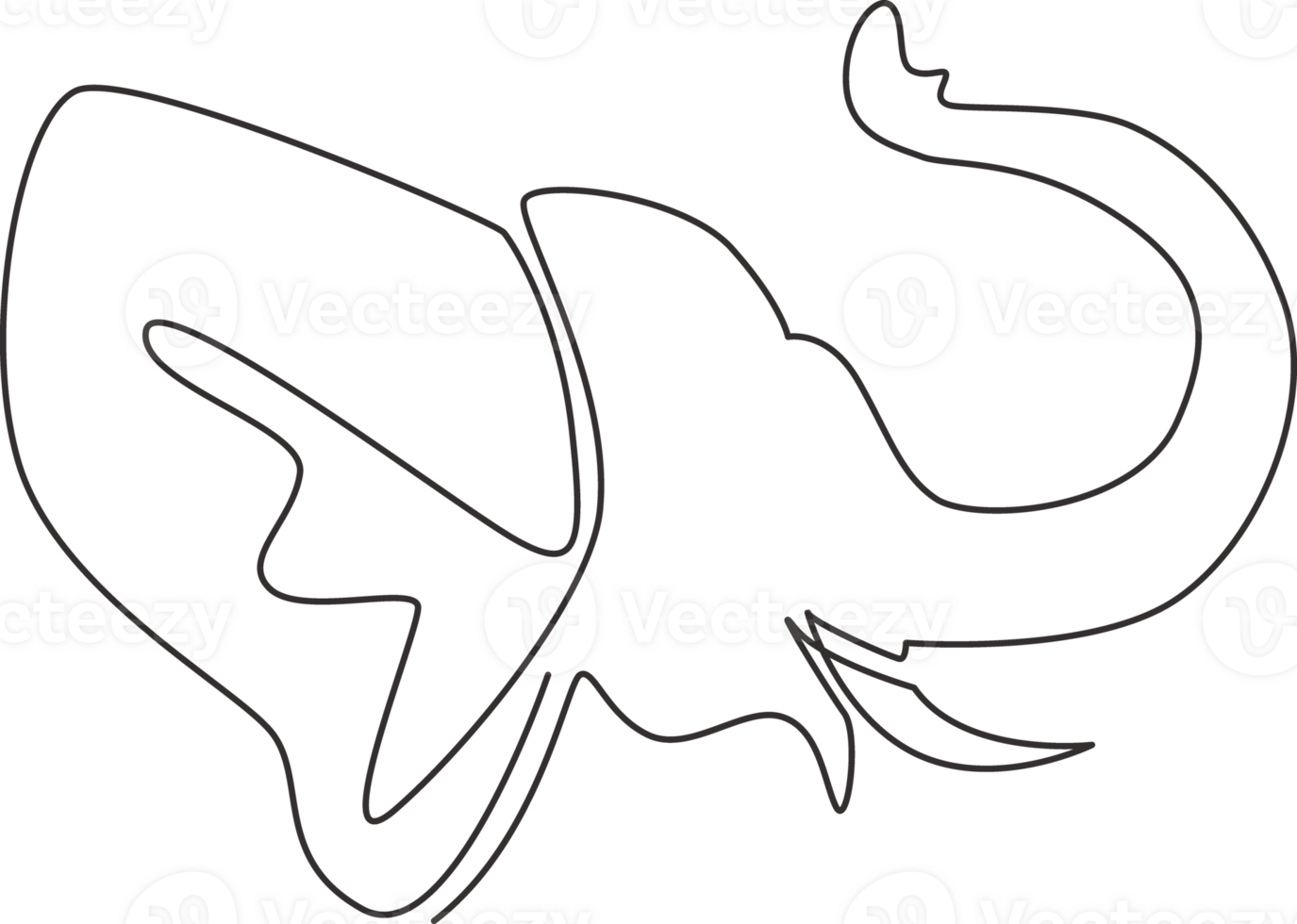 One single line drawing of big cute elephant corporate logo identity. Mammals zoo animal icon concept. Modern continuous line draw design graphic illustration png