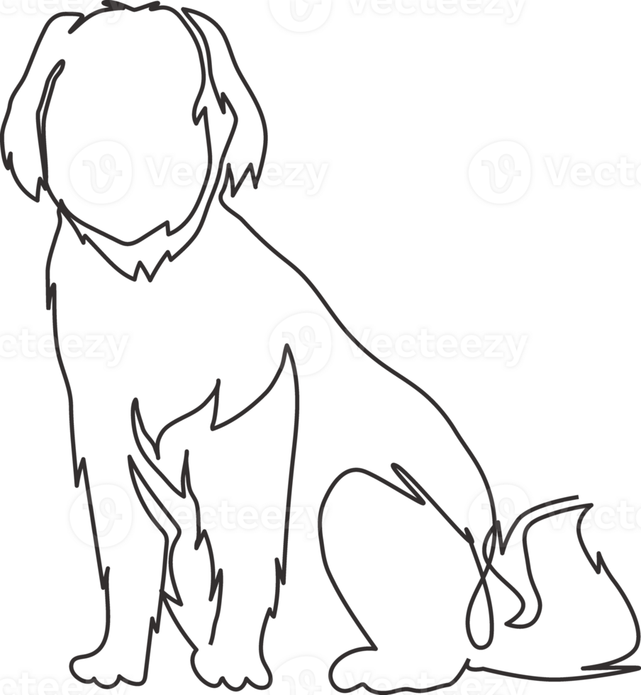 One single line drawing of simple cute puppy dog icon. Pet shop logo emblem concept. Dynamic continuous line draw graphic design illustration png