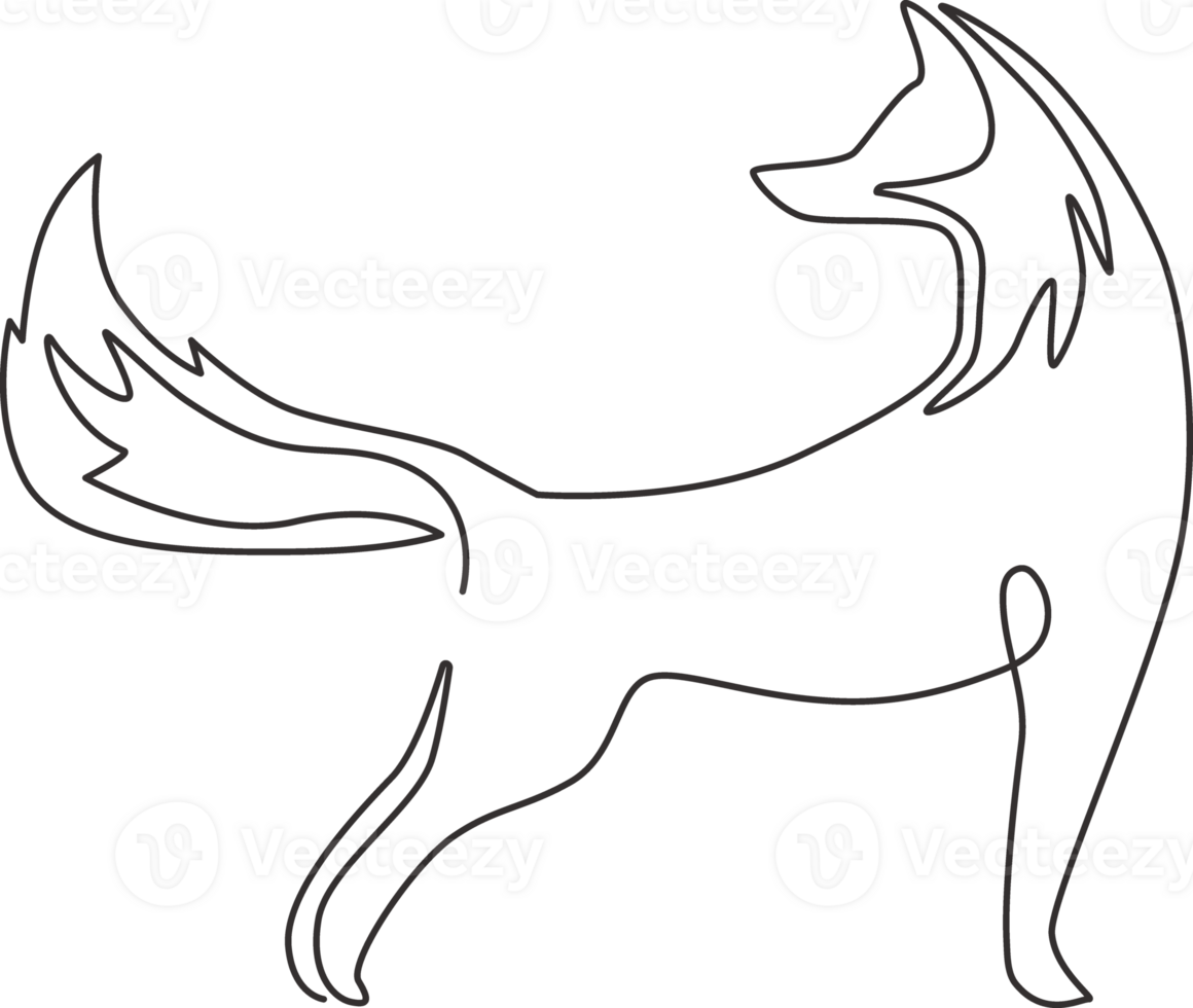 One continuous line drawing of cute fox business logo icon. Multinational company identity concept. Trendy single line graphic draw design illustration png
