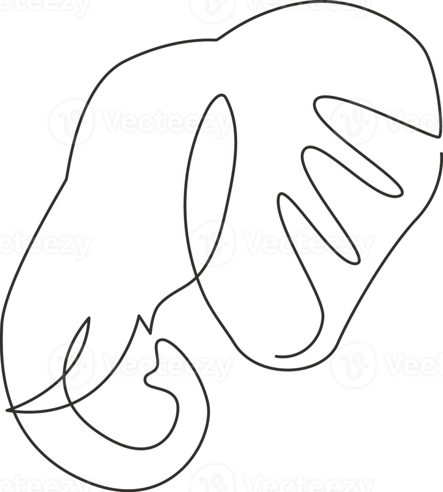 One single line drawing of big cute elephant corporate logo identity. Mammals zoo animal icon concept. Modern continuous line draw design graphic illustration png