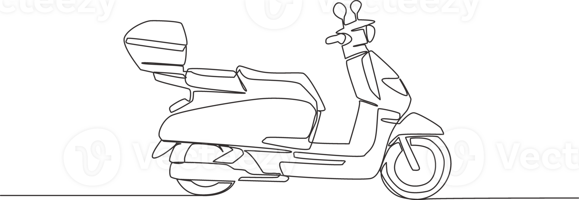 One single line drawing of courier delivery service motorbike logo. Scooter motorcycle concept. Continuous line draw design illustration png
