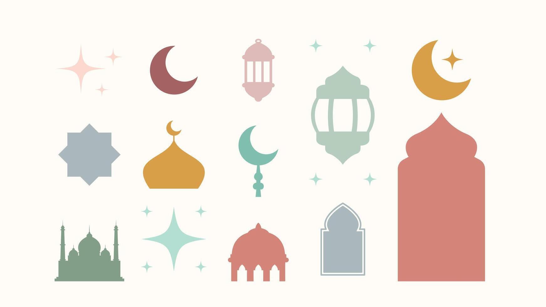 Collection elements oriental style Ramadan vector