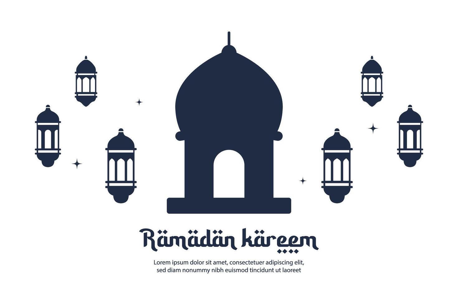 Ramadan Kareem mosque lantern silhouette vector illustration