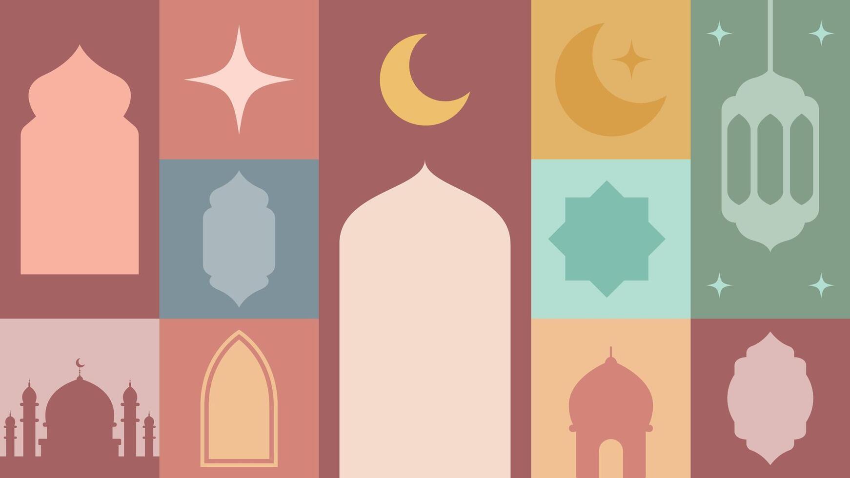 Ramadán kareem islámico saludo tarjeta vector