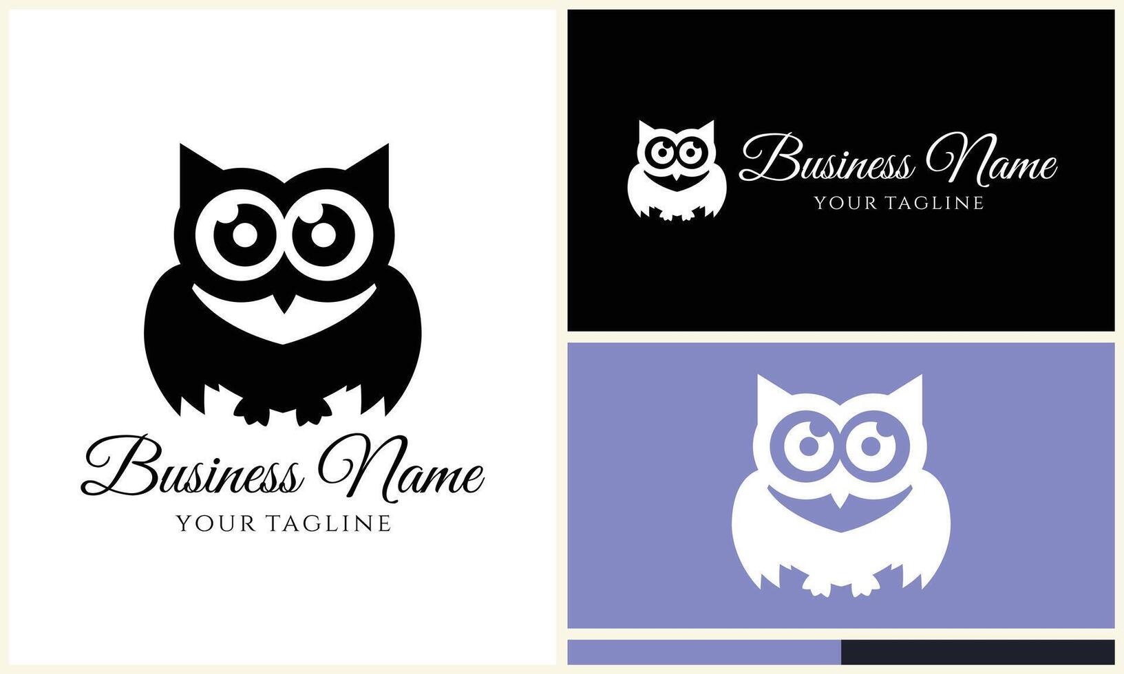 silhouette owl bird logo template vector