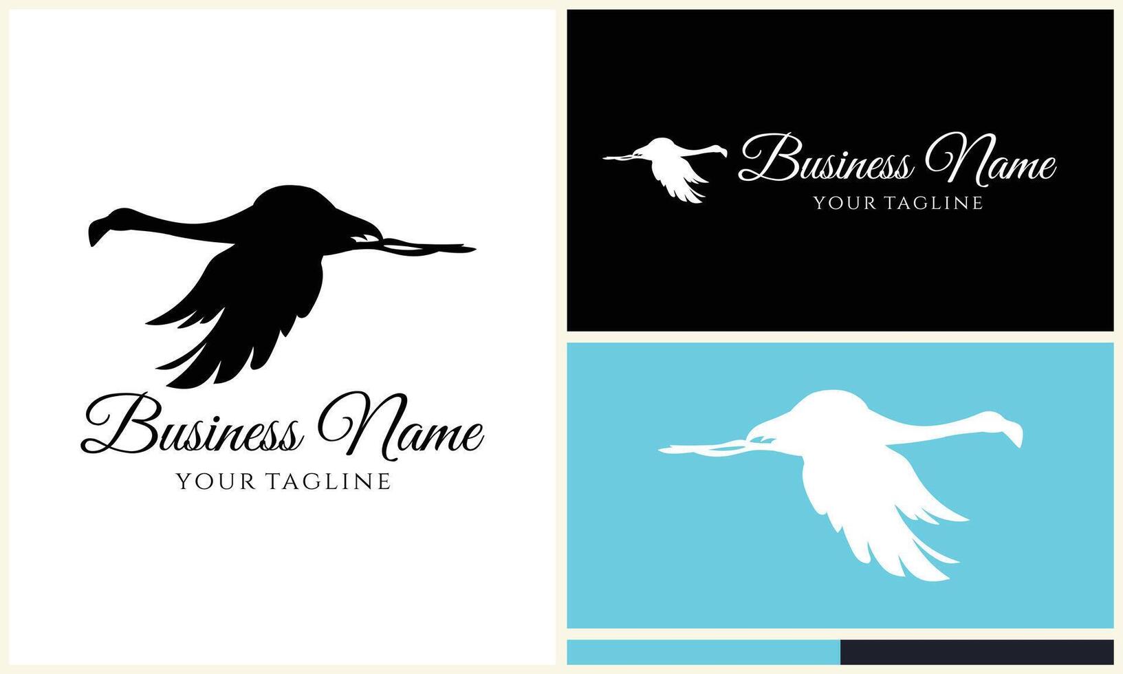 silhouette stork vector logo template