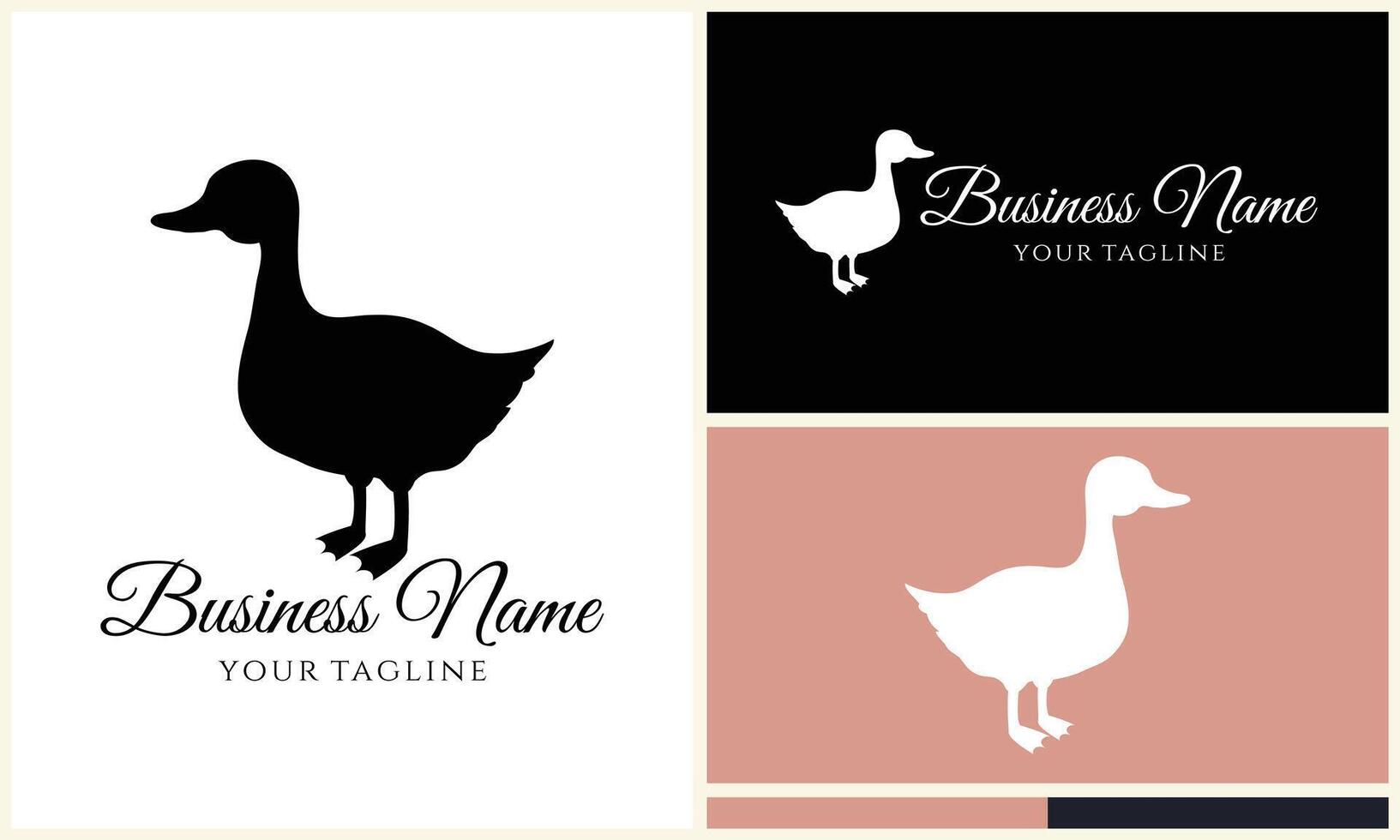 silhouette duck swim logo template vector