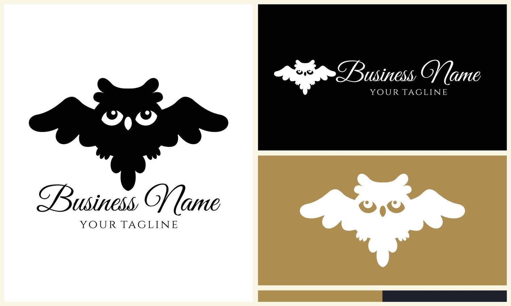 silhouette owl bird logo template vector