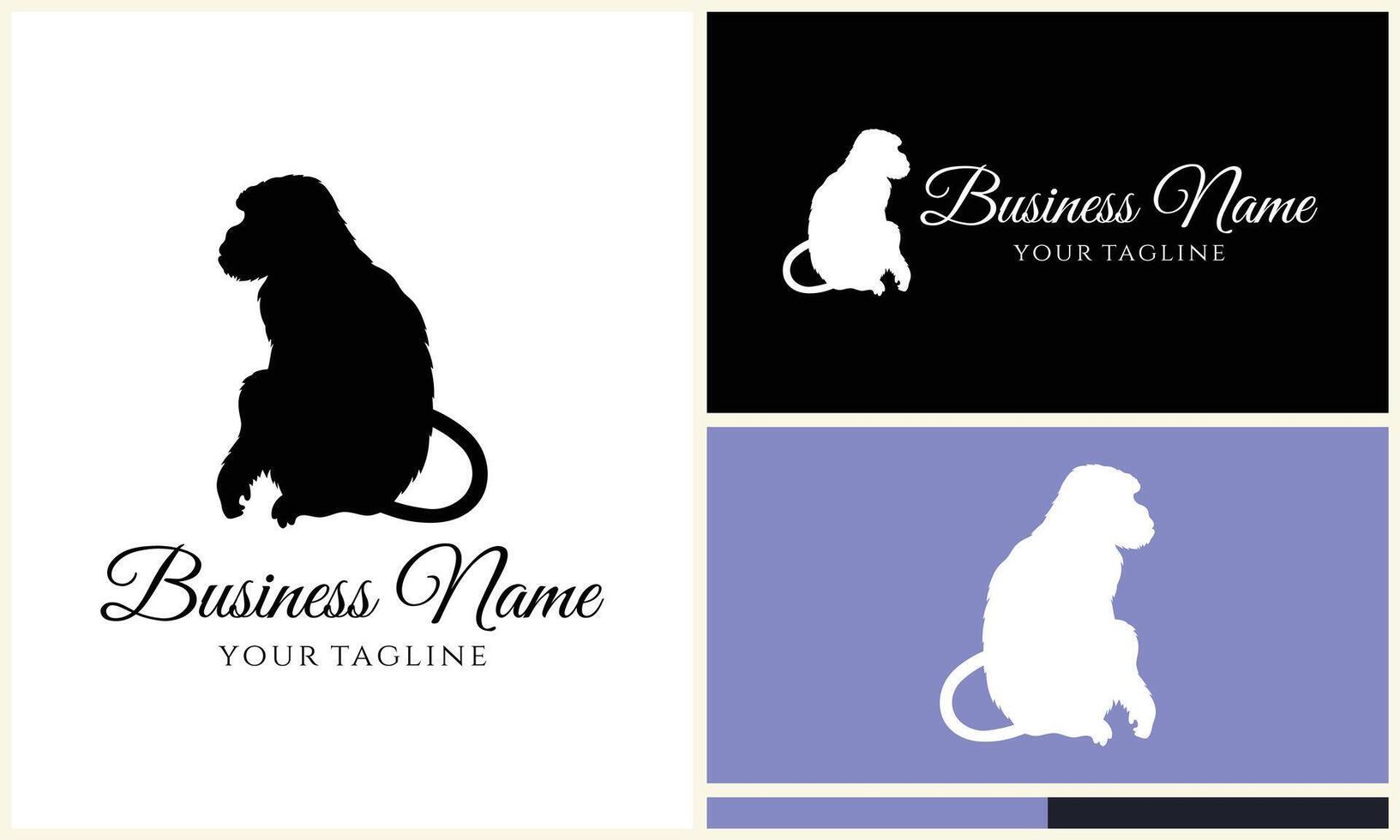 silhouette monkey vector logo template