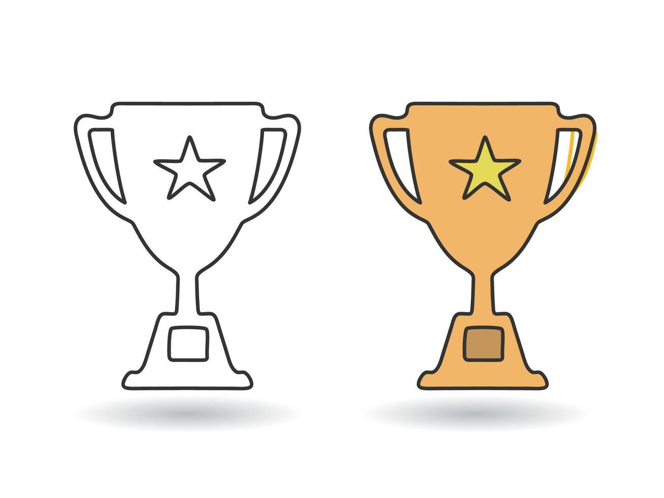 Champion trophy cup doodle icon isolated vector illustration.