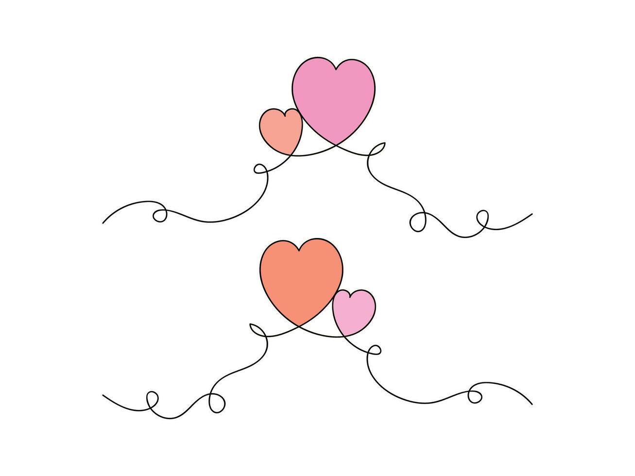 continuo uno línea corazón o amor aislado vector ilustración.