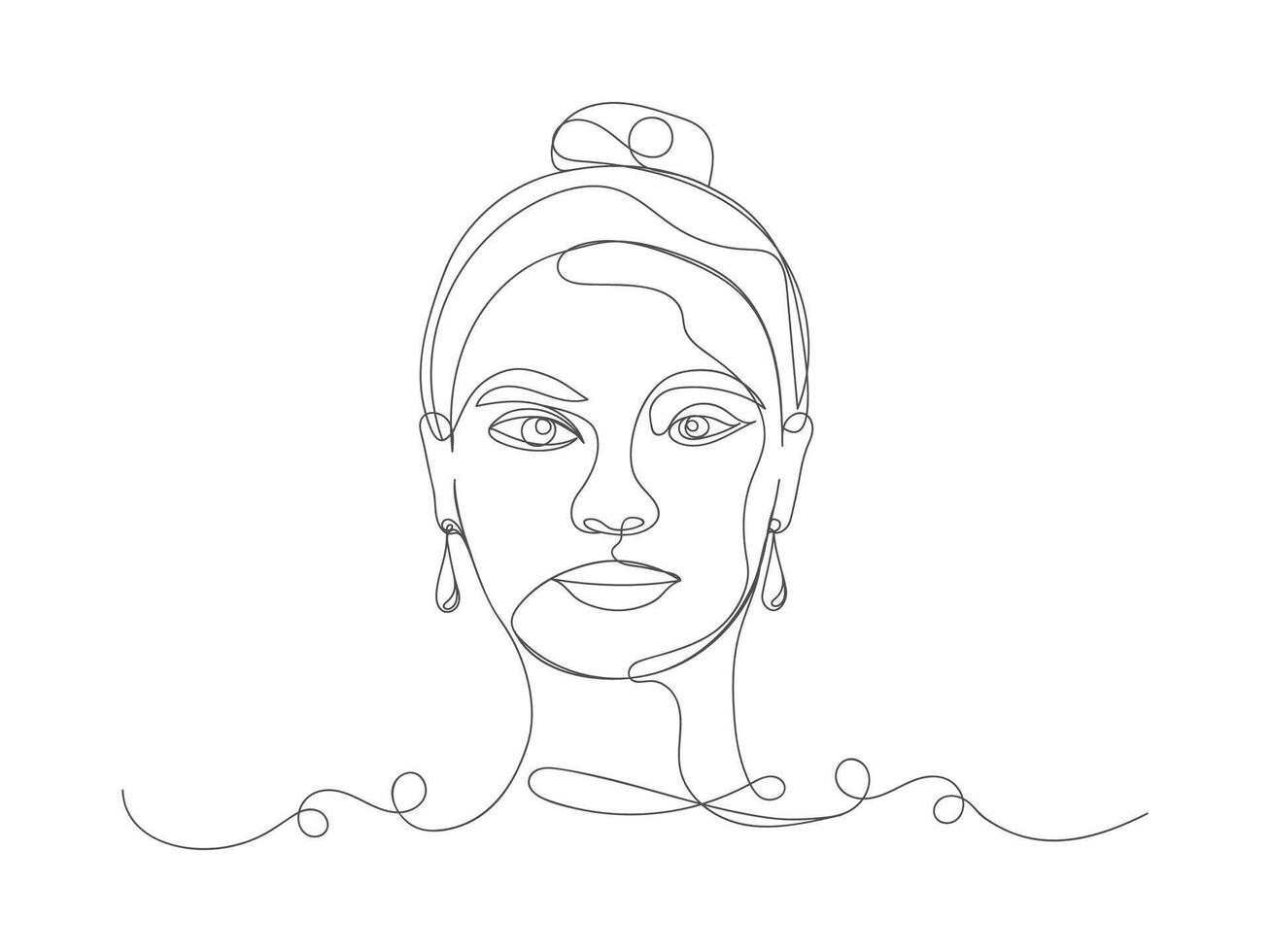 artístico uno línea bocetos de mujer rostro. hembra cara dibujo minimalista línea estilo. vector