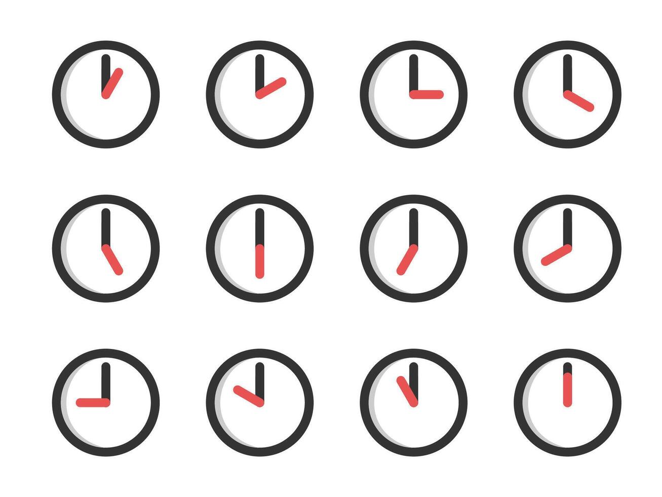 Clock, time, alarm, timer, deadline icon symbol isolated vector illustration.