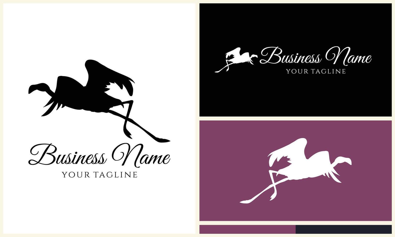 silhouette flamingo vector logo template