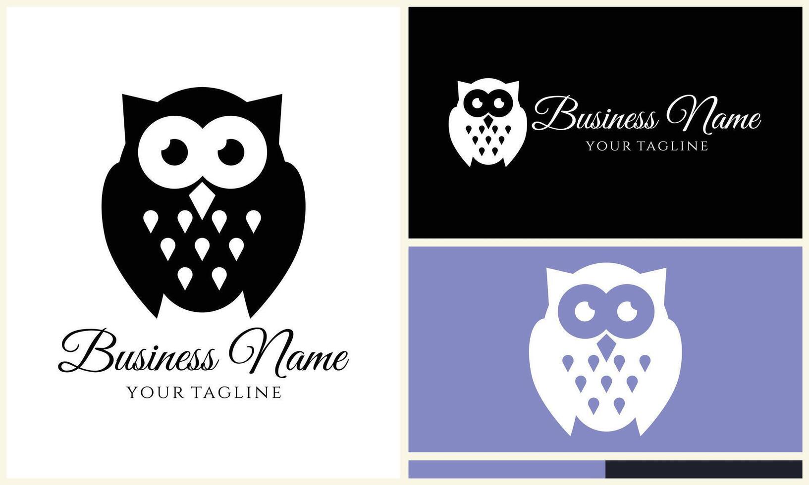 silhouette owl bird logo template vector