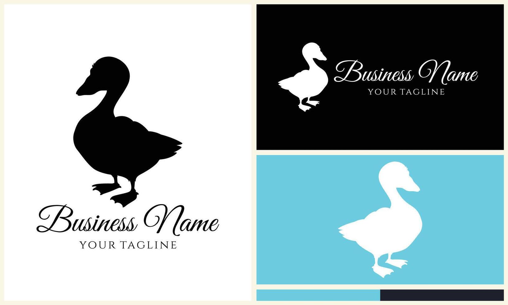 silhouette duck swim logo template vector