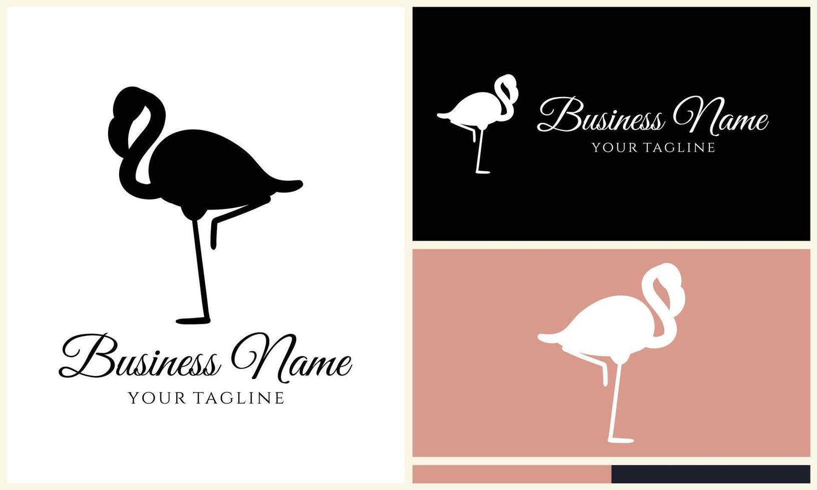 silhouette flamingo vector logo template