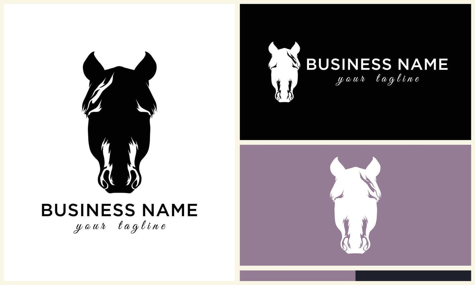 line horse head logo design vector