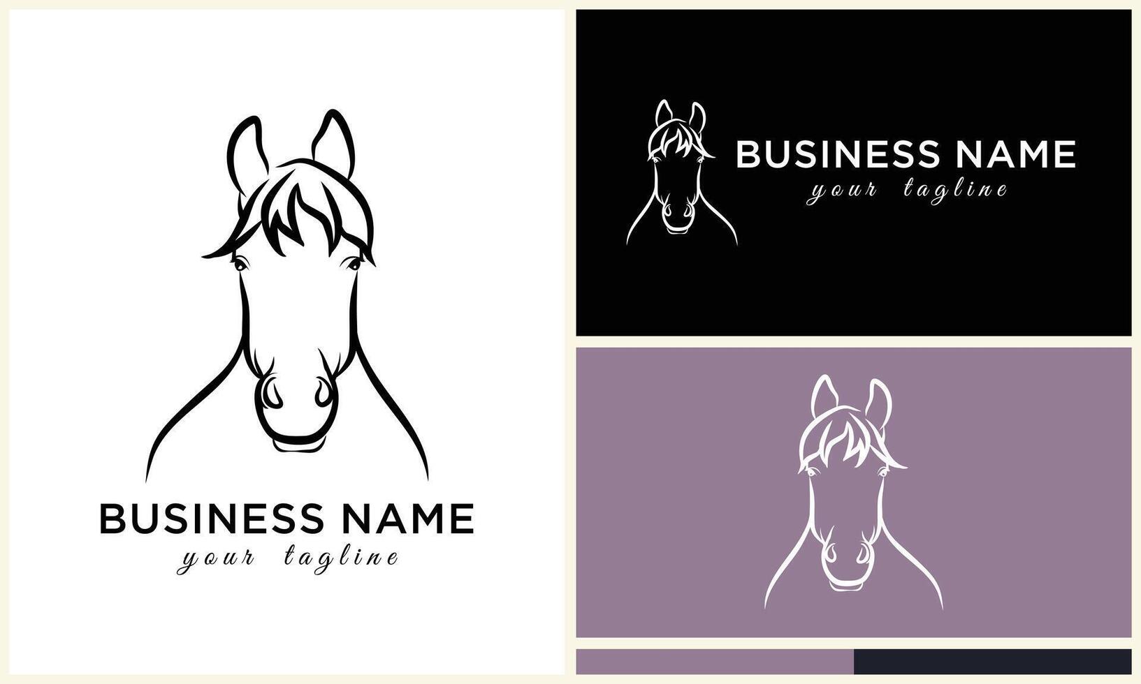 line horse head logo design vector