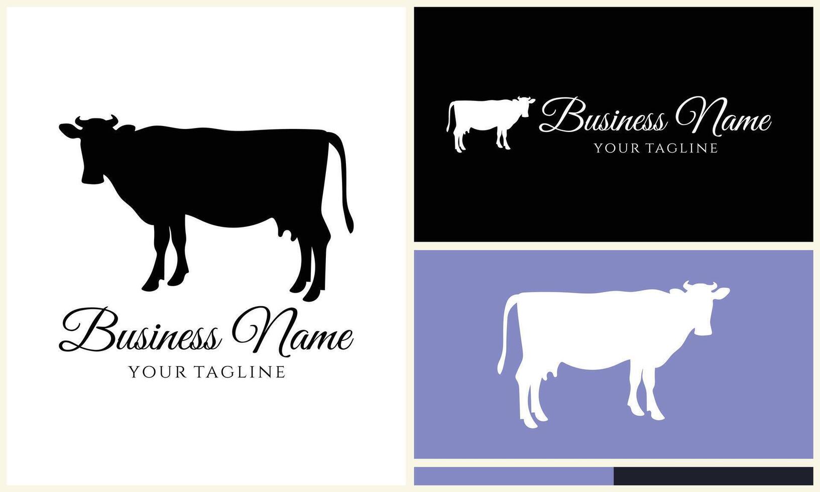 silhouette cow buffalo logo template vector