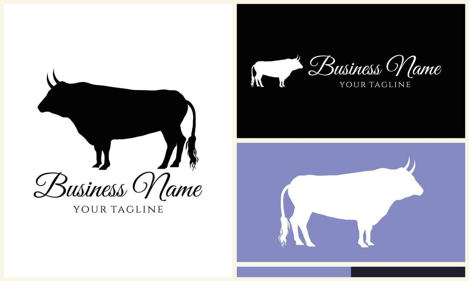 silhouette buffalo bull bison logo vector