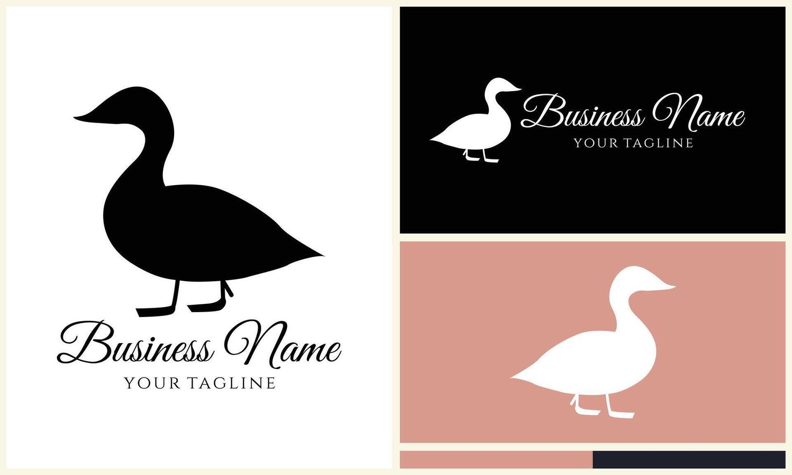 silhouette duck swim logo template vector