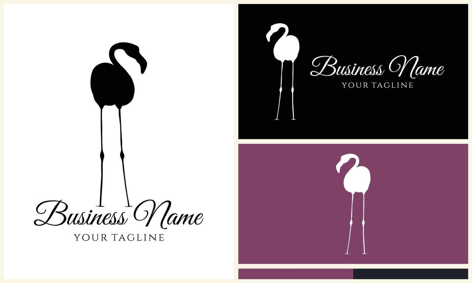 silhouette stork flamingo logo template vector