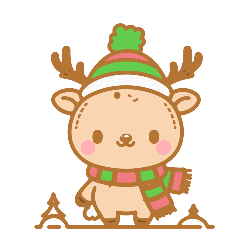Cute reindeer christmas cartoon png
