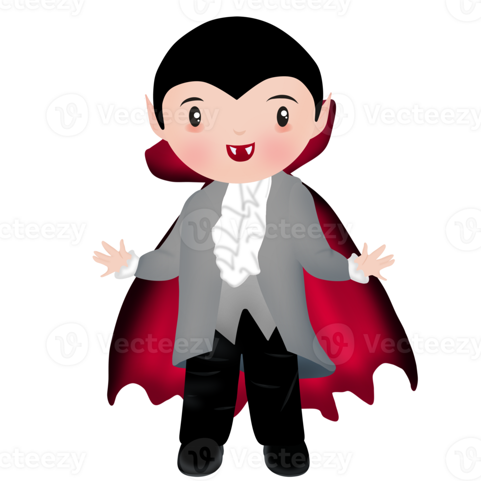 Illustration of a cute vampire or dracula png