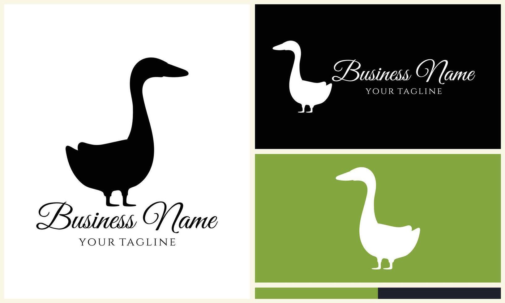 silhouette duck swim logo template vector