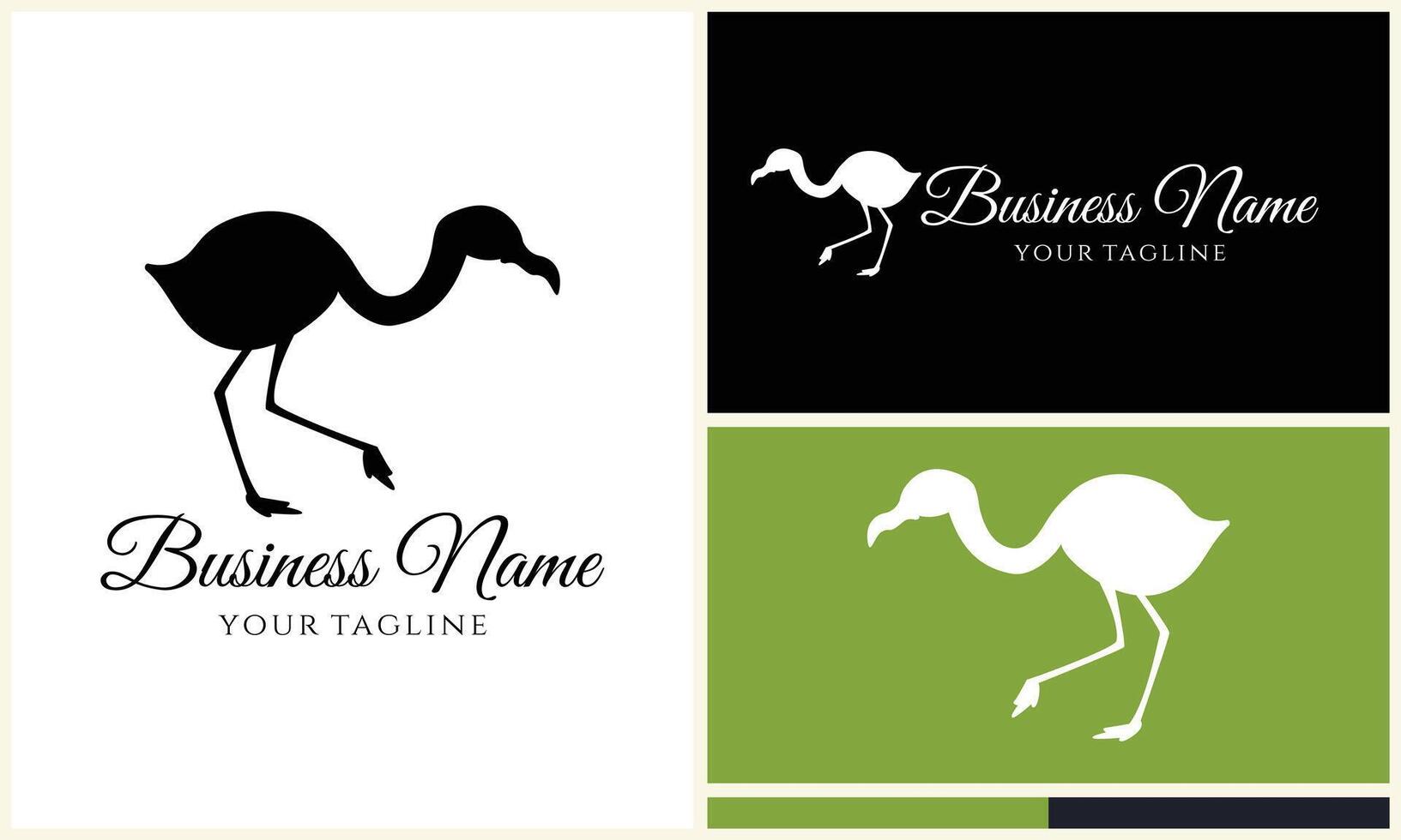 silhouette stork flamingo logo template vector