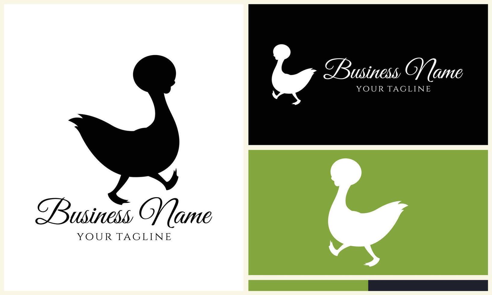 silhouette duck swim logo template vector