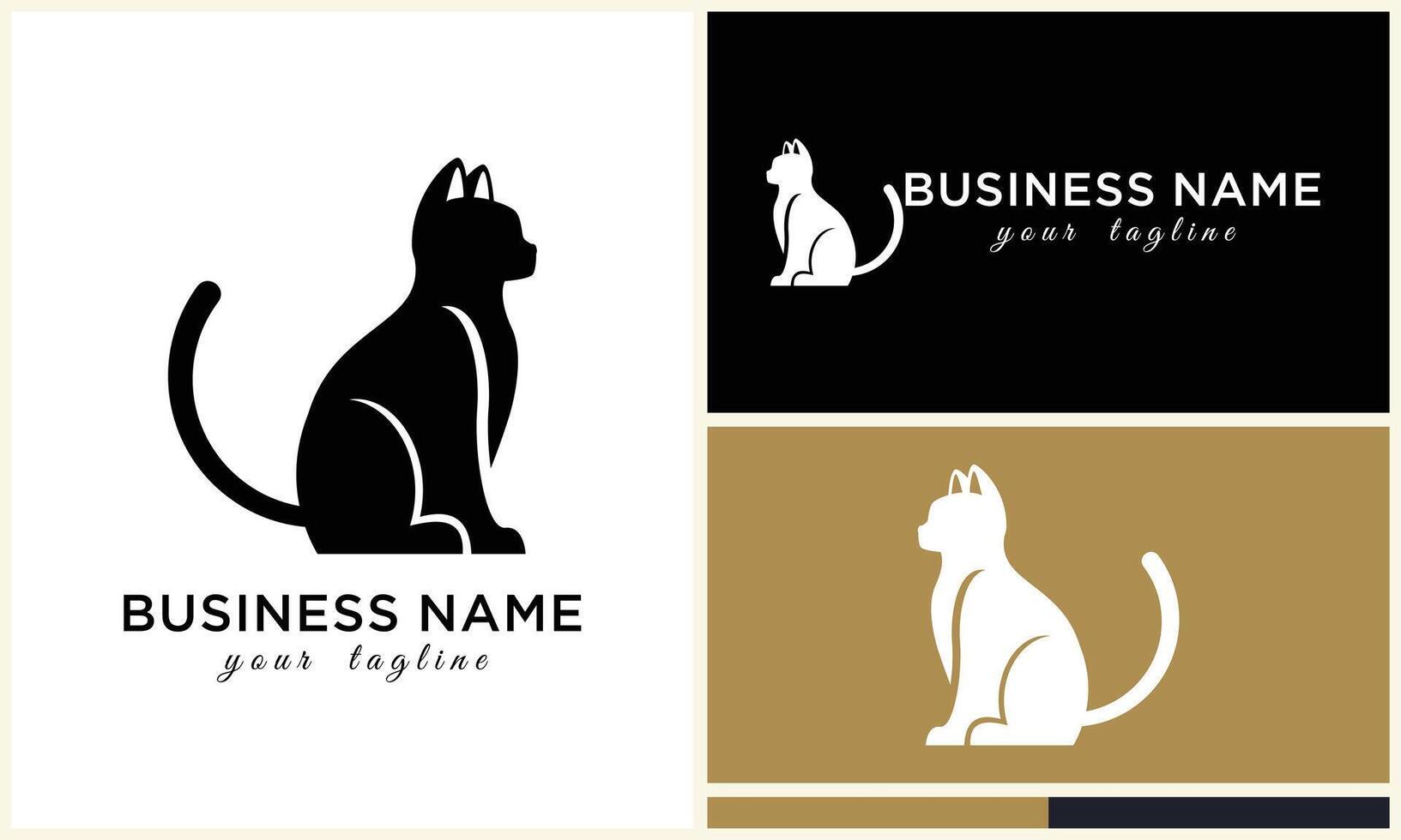 line cat head logo template vector