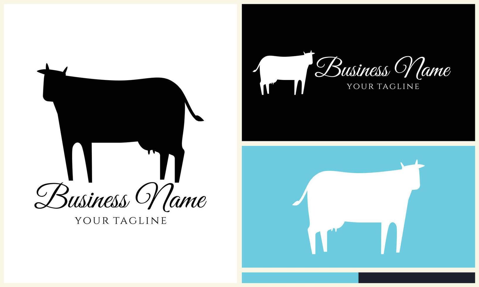 silhouette cow buffalo logo template vector