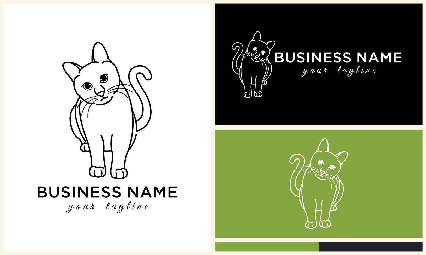 line cat head logo template vector