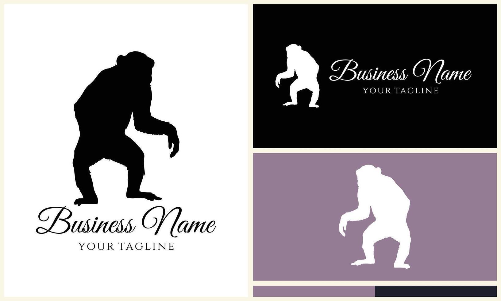 silhouette monkey vector logo template