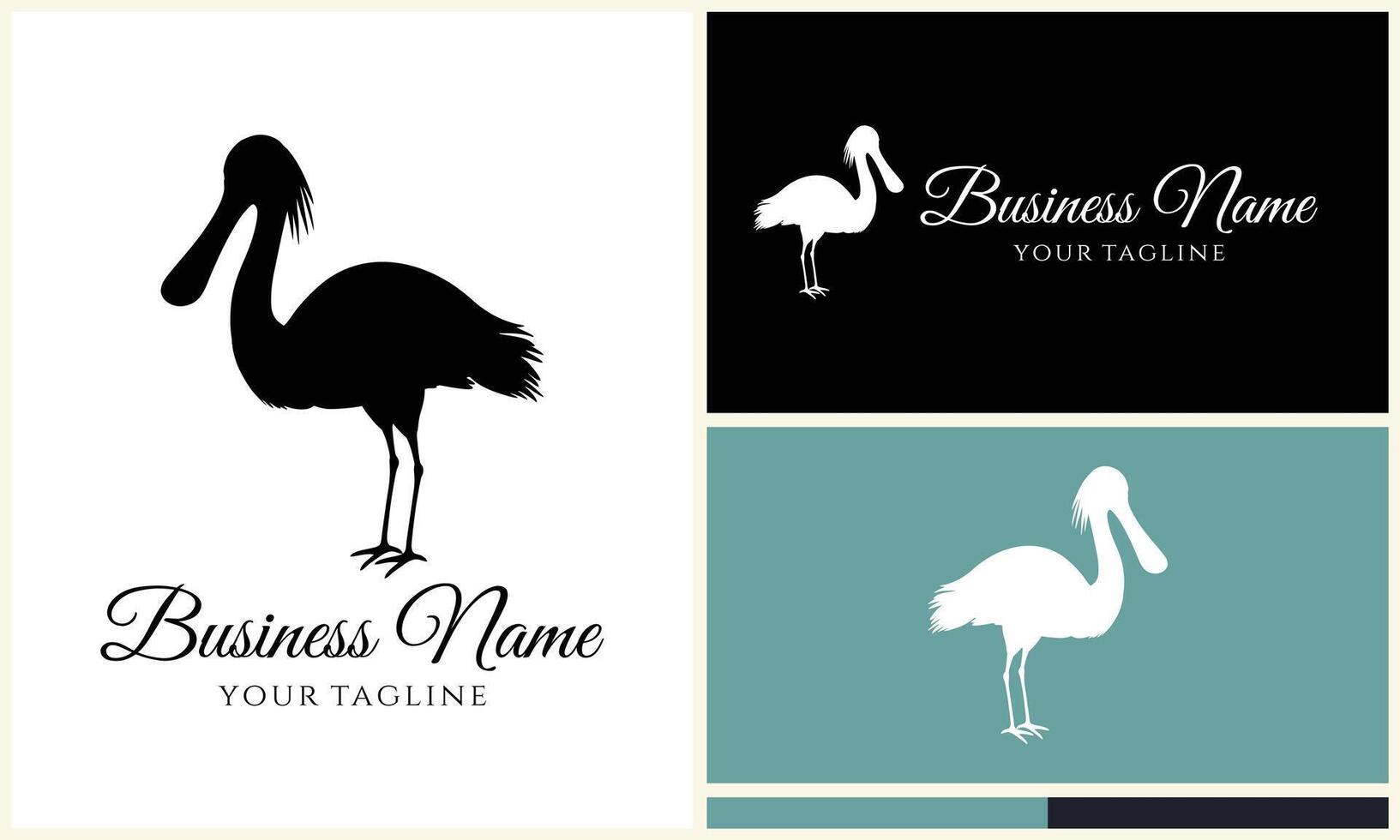 silhouette stork vector logo template