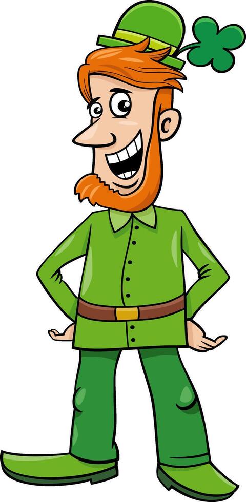 dibujos animados duende personaje en Santo Patricio día vector