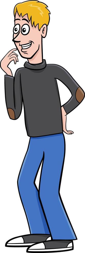 happy cartoon young man or guy comic character vector