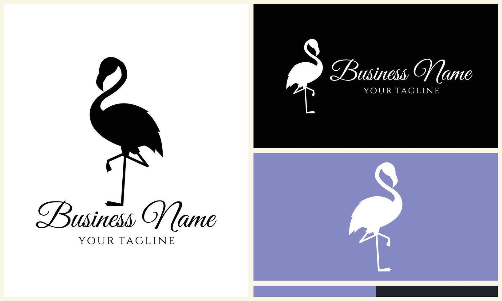 silhouette flamingo vector logo template