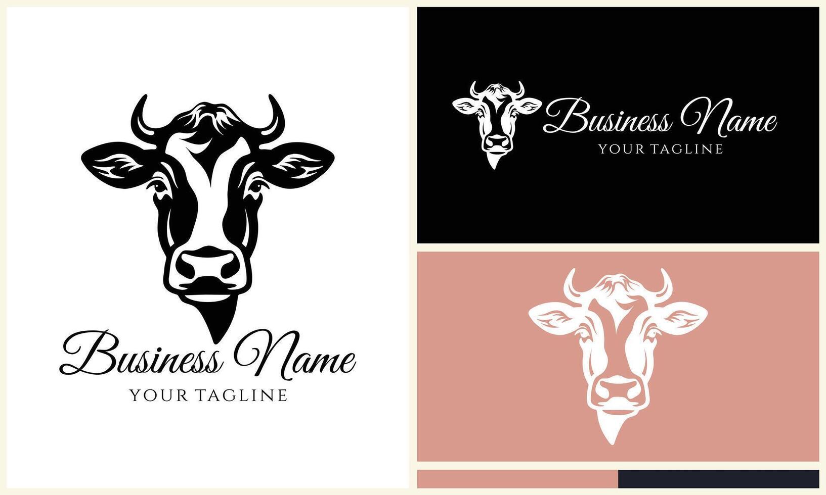 silhouette cow buffalo logo template vector