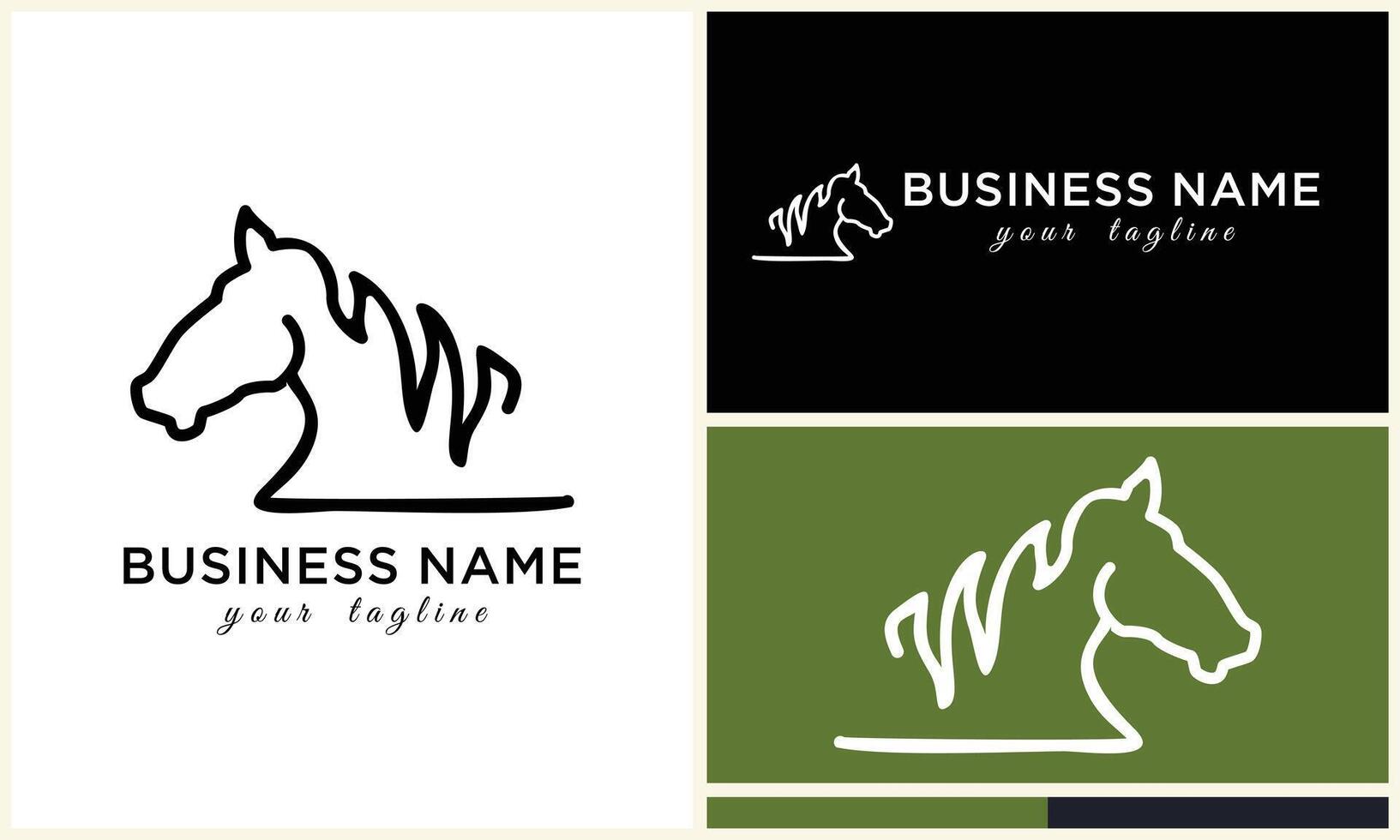 line horse head logo design vector