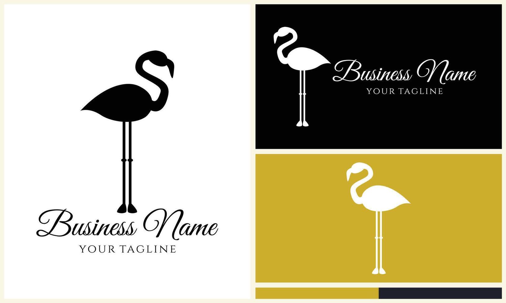 silhouette stork flamingo logo template vector